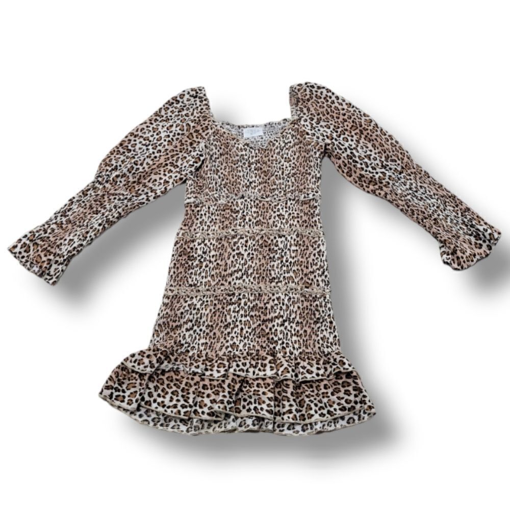 Sorella Moon Dress Size Medium Women's Bodycon Dress Long Sleeve Leopard Print